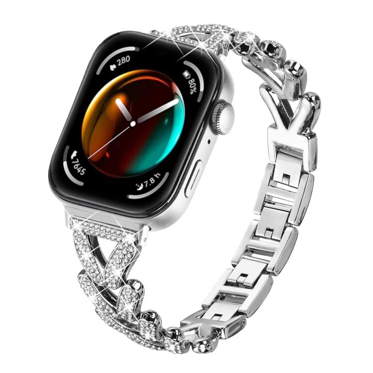 20mm xDfind Small Twist Diamond Metal Watch Band, For Huawei Watch Fit... For Huawei Watch Fit 5 Fit 5 Pro Fit 4 Silver