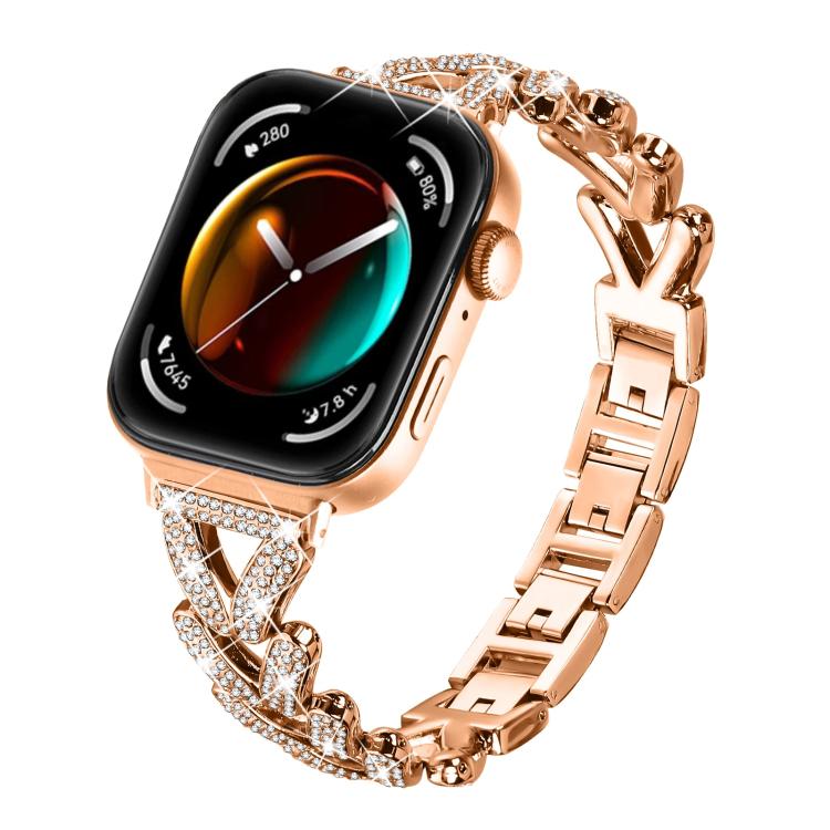20mm xDfind Small Twist Diamond Metal Watch Band, For Huawei Watch Fit... For Huawei Watch Fit 5 Fit 5 Pro Fit 4 Rose Gold