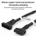 2pcs Computer Motherboard USB3.0 Adapter Cable, 20 Pin Male to 9 Pin Female, 9 Pin Male to 20 Pin Female – Magnetic, Data Transmission