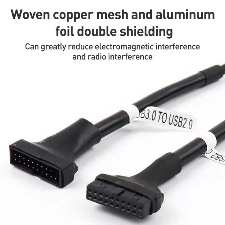 2pcs Computer Motherboard USB3.0 Adapter Cable, 20 Pin Male to 9 Pin Female, 9 Pin Male to 20 Pin Female – Magnetic, Data Transmission