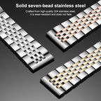 Seven-bead Solid Stainless Steel Watch Band, 14mm, 18mm, 20mm, 22mm – Durable Build, Easy to Use