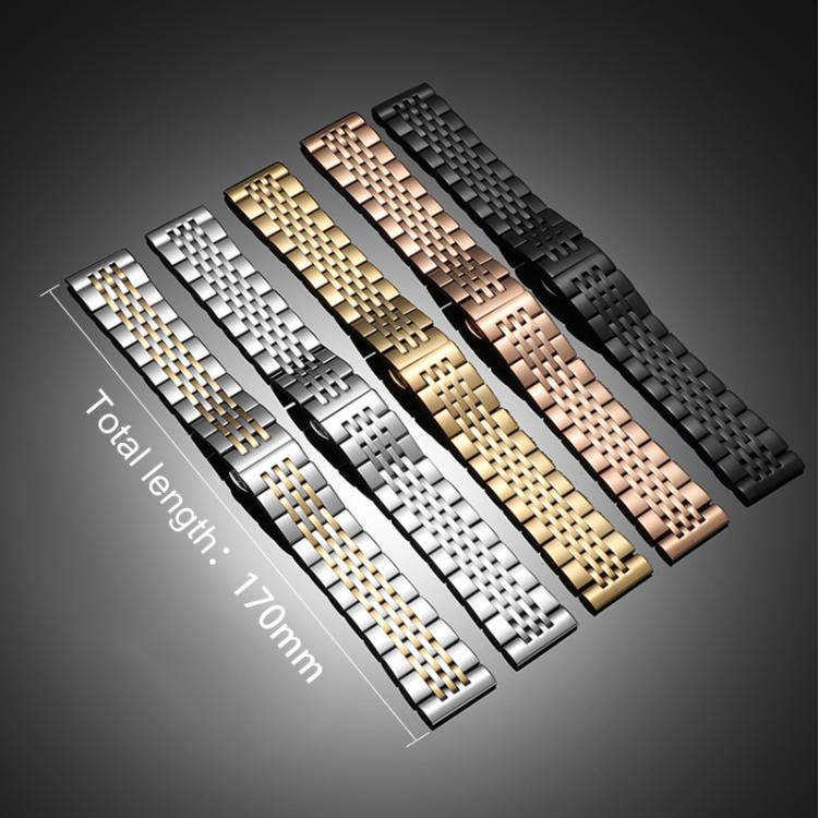Seven-bead Solid Stainless Steel Watch Band, 14mm, 18mm, 20mm, 22mm – Durable Build, Easy to Use
