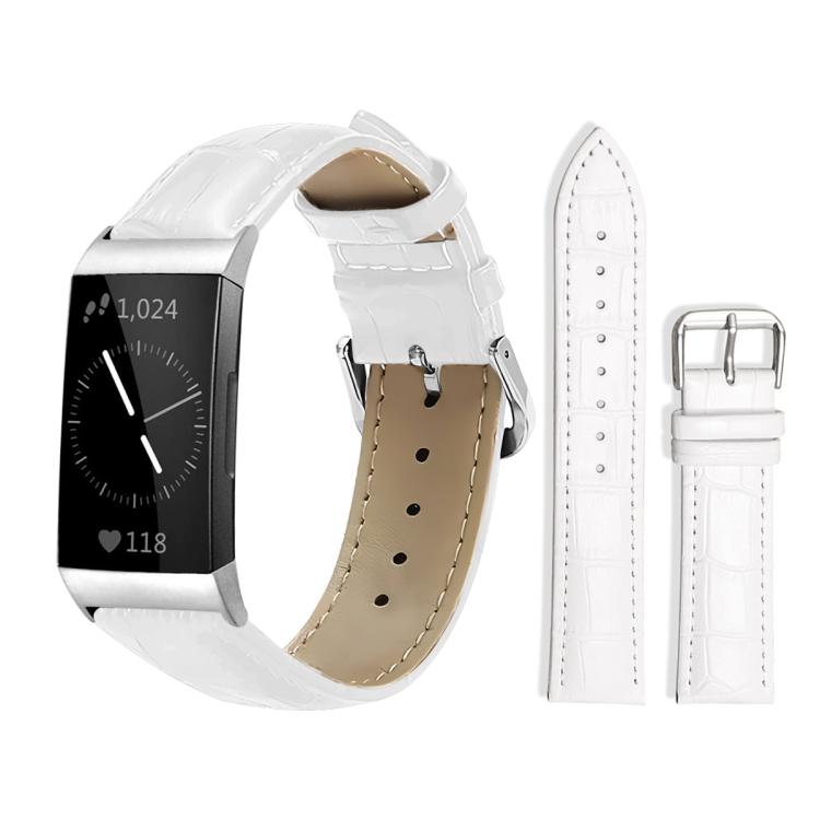 Watch Band – Leather (14mm) For Fitbit Charge 4 3 18mm White