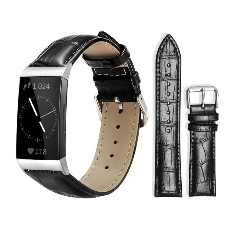 Watch Band – Leather (14mm) For Fitbit Charge 4 3 18mm Black