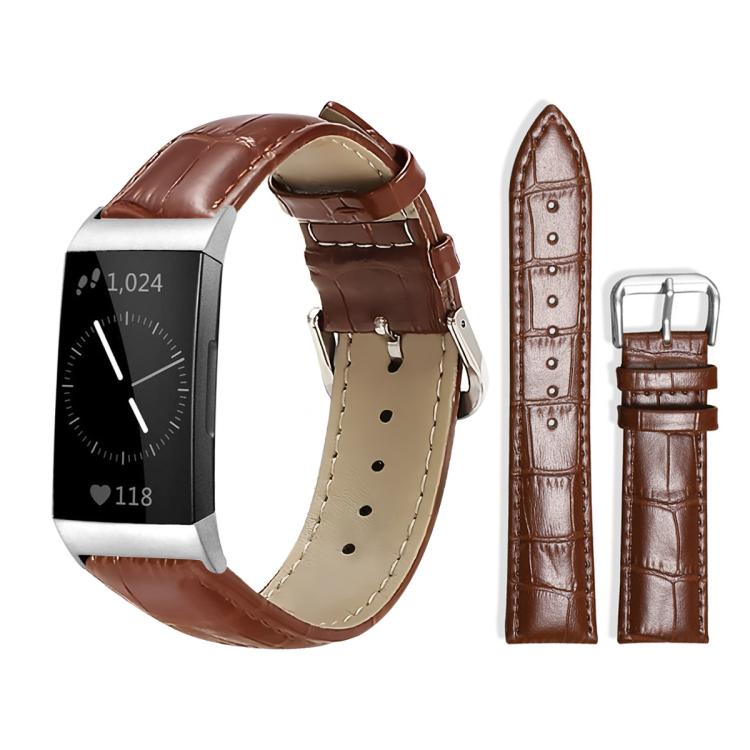 Watch Band – Leather (14mm) For Fitbit Charge 4 3 18mm Dark Brown