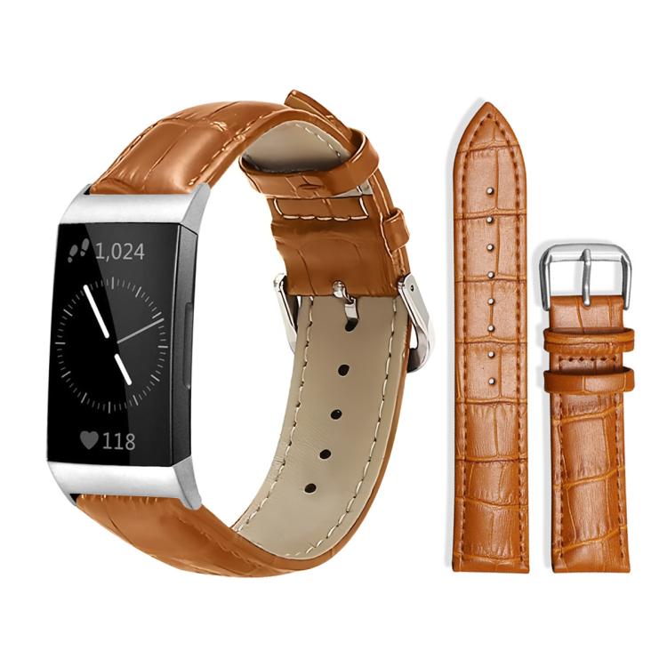 Watch Band – Leather (14mm) For Fitbit Charge 4 3 18mm Light Brown
