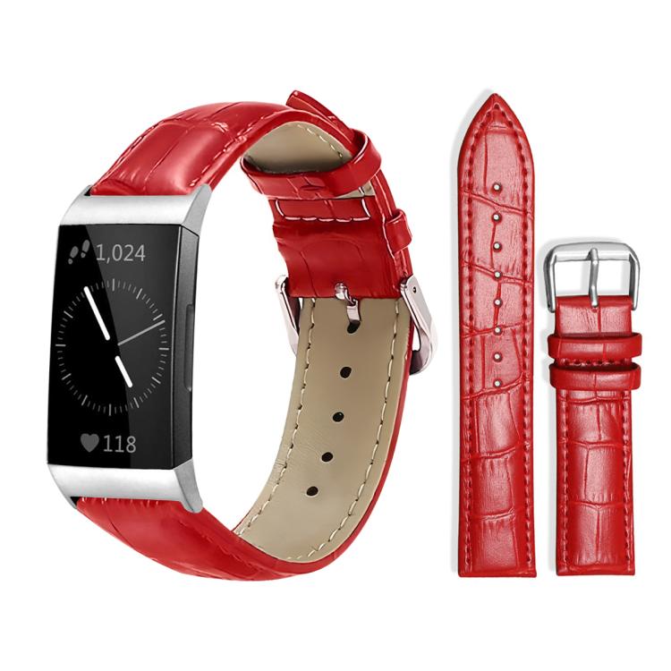 Watch Band – Leather (14mm) For Fitbit Charge 4 3 18mm Red