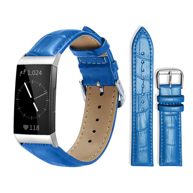 Watch Band – Leather (14mm) For Fitbit Charge 4 3 18mm Blue