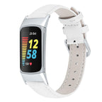 Watch Band – Leather (18mm) For Fitbit Charge 6 5 18mm White