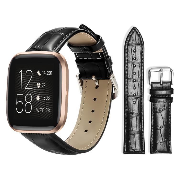 Watch Band – Leather (14mm) For Fitbit Versa 2 Versa Versa Lite Blaze 22mm Black