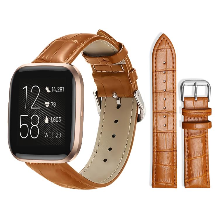 Watch Band – Leather (14mm) For Fitbit Versa 2 Versa Versa Lite Blaze 22mm Light Brown