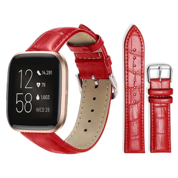 Watch Band – Leather (14mm) For Fitbit Versa 2 Versa Versa Lite Blaze 22mm Red