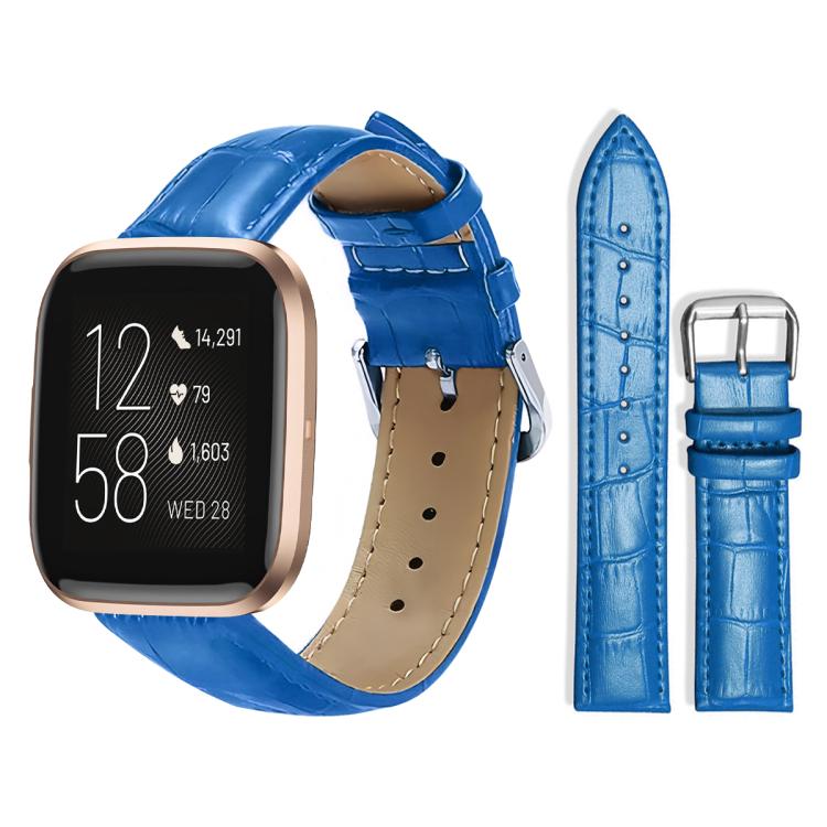 Watch Band – Leather (14mm) For Fitbit Versa 2 Versa Versa Lite Blaze 22mm Blue