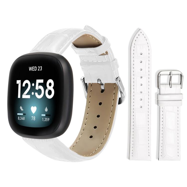 Watch Band – Leather (18mm) For Fitbit Versa 4 3 Sense2 1 20mm White