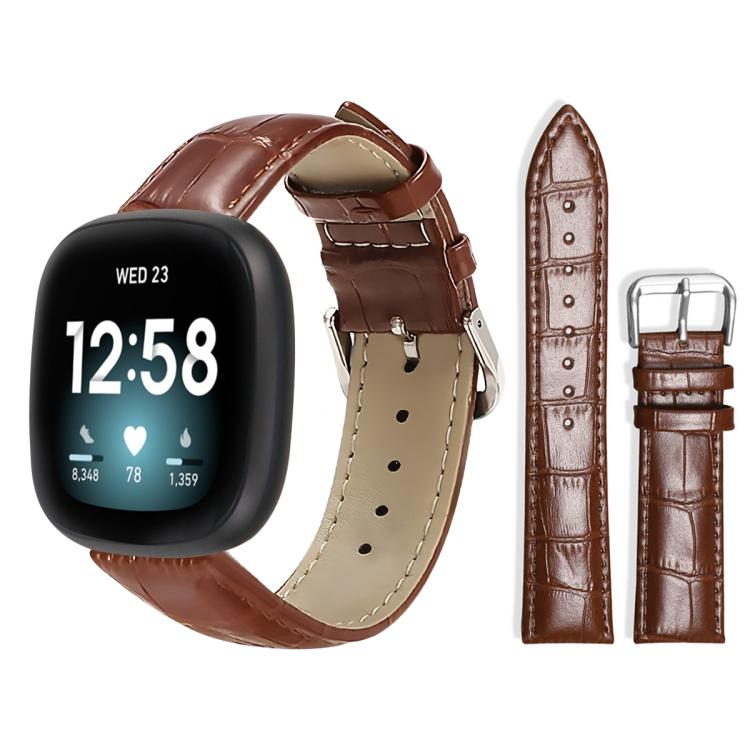 Watch Band – Leather (18mm) For Fitbit Versa 4 3 Sense2 1 20mm Dark Brown