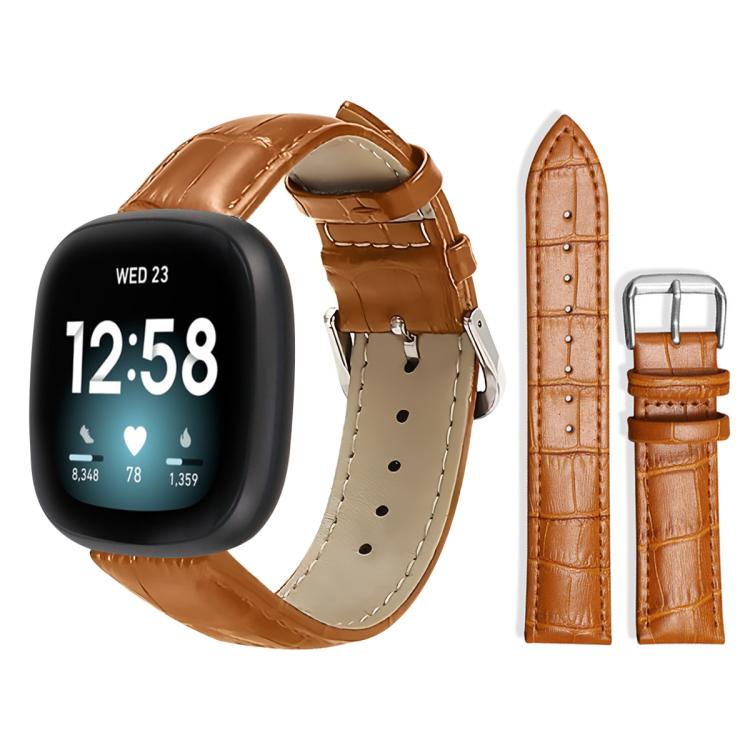 Watch Band – Leather (18mm) For Fitbit Versa 4 3 Sense2 1 20mm Light Brown