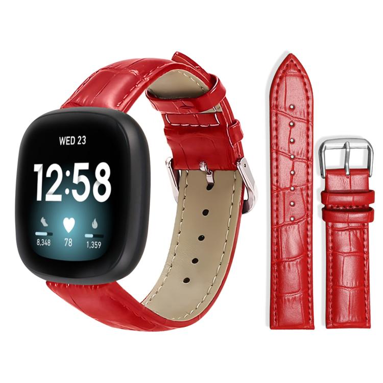 Watch Band – Leather (18mm) For Fitbit Versa 4 3 Sense2 1 20mm Red