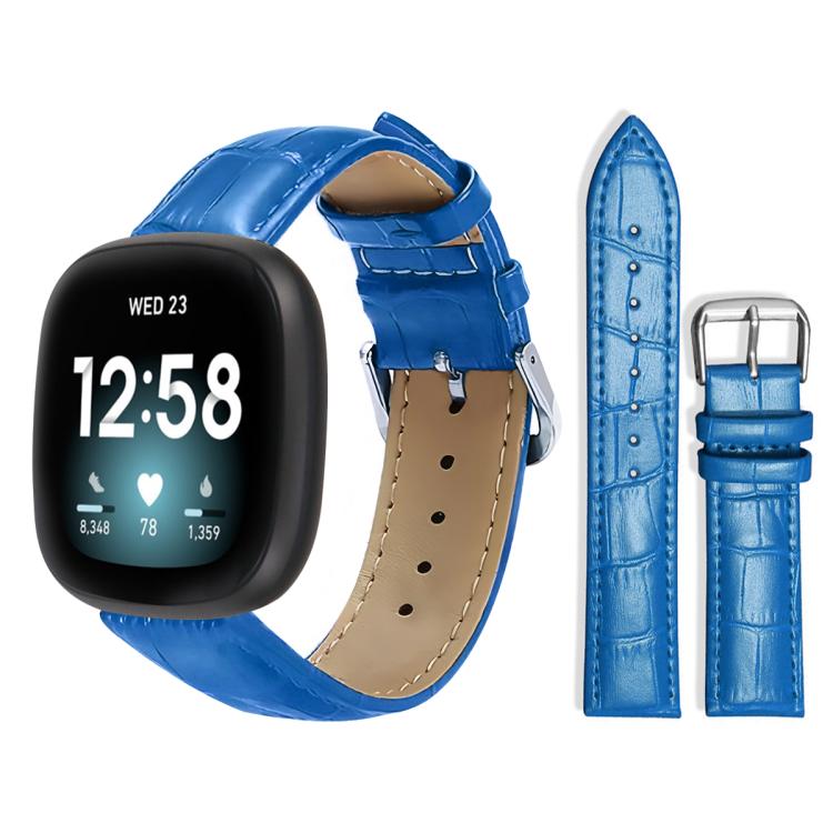 Watch Band – Leather (18mm) For Fitbit Versa 4 3 Sense2 1 20mm Blue