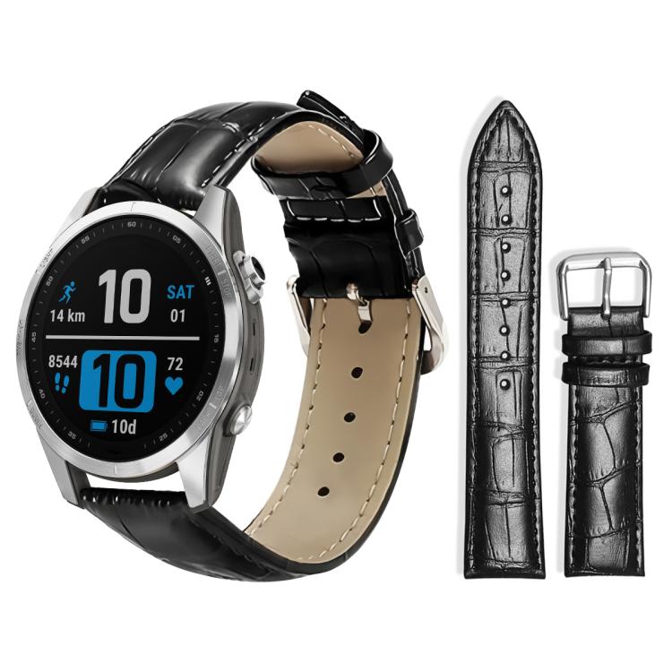 xDfind Bamboo Texture Pin Buckle Leather Watch Band, For Garmin Fenix 8/7X/6X/5X 26mm 22mm, For Garmin Fenix 8/7/6/5 22mm 20mm, For Garmin Fenix 8/7S/6S/5S 20mm 18mm, For Garmin Forerunner 45/45S/Swim2 18mm For Garmin Fenix 8 7S 6S 5S 20mm 18mm Black