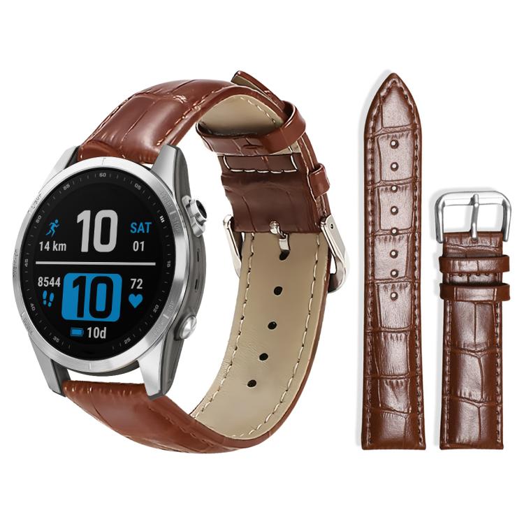 xDfind Bamboo Texture Pin Buckle Leather Watch Band, For Garmin Fenix 8/7X/6X/5X 26mm 22mm, For Garmin Fenix 8/7/6/5 22mm 20mm, For Garmin Fenix 8/7S/6S/5S 20mm 18mm, For Garmin Forerunner 45/45S/Swim2 18mm For Garmin Fenix 8 7S 6S 5S 20mm 18mm Dark Brown