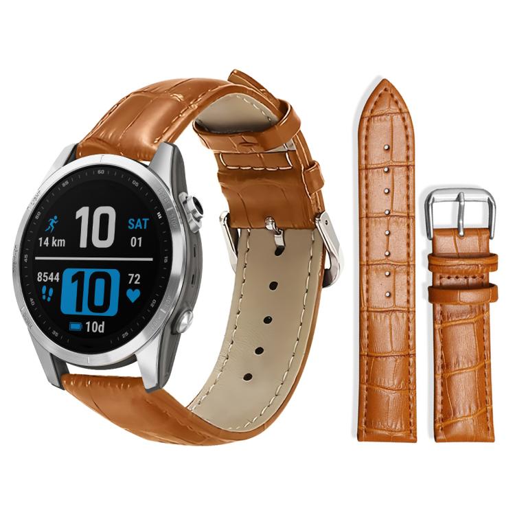 xDfind Bamboo Texture Pin Buckle Leather Watch Band, For Garmin Fenix 8/7X/6X/5X 26mm 22mm, For Garmin Fenix 8/7/6/5 22mm 20mm, For Garmin Fenix 8/7S/6S/5S 20mm 18mm, For Garmin Forerunner 45/45S/Swim2 18mm For Garmin Fenix 8 7S 6S 5S 20mm 18mm Light Brown