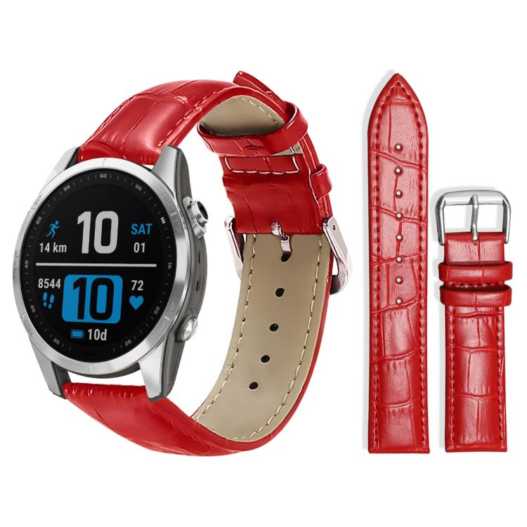 xDfind Bamboo Texture Pin Buckle Leather Watch Band, For Garmin Fenix 8/7X/6X/5X 26mm 22mm, For Garmin Fenix 8/7/6/5 22mm 20mm, For Garmin Fenix 8/7S/6S/5S 20mm 18mm, For Garmin Forerunner 45/45S/Swim2 18mm For Garmin Fenix 8 7S 6S 5S 20mm 18mm Red