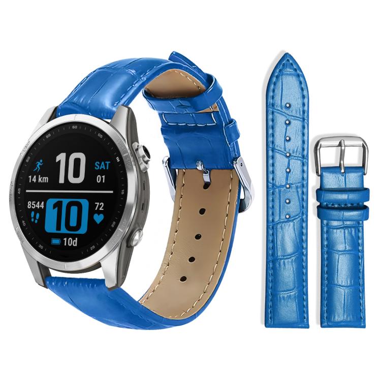 xDfind Bamboo Texture Pin Buckle Leather Watch Band, For Garmin Fenix 8/7X/6X/5X 26mm 22mm, For Garmin Fenix 8/7/6/5 22mm 20mm, For Garmin Fenix 8/7S/6S/5S 20mm 18mm, For Garmin Forerunner 45/45S/Swim2 18mm For Garmin Fenix 8 7S 6S 5S 20mm 18mm Blue