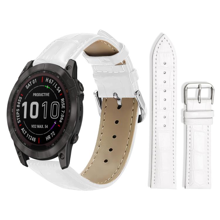xDfind Bamboo Texture Pin Buckle Leather Watch Band, For Garmin Fenix 8/7X/6X/5X 26mm 22mm, For Garmin Fenix 8/7/6/5 22mm 20mm, For Garmin Fenix 8/7S/6S/5S 20mm 18mm, For Garmin Forerunner 45/45S/Swim2 18mm For Garmin Fenix 8 7X 6X 5X 26mm 22mm White