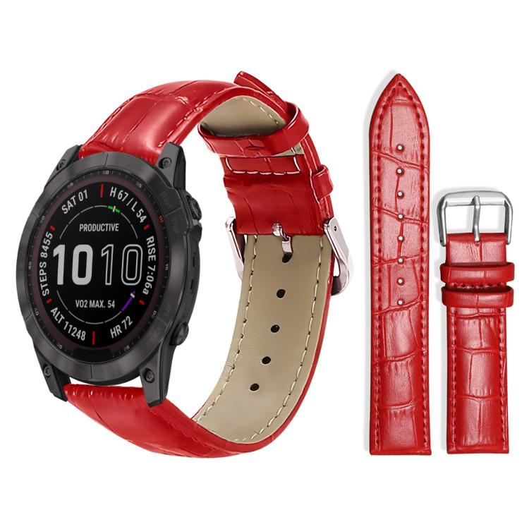 xDfind Bamboo Texture Pin Buckle Leather Watch Band, For Garmin Fenix 8/7X/6X/5X 26mm 22mm, For Garmin Fenix 8/7/6/5 22mm 20mm, For Garmin Fenix 8/7S/6S/5S 20mm 18mm, For Garmin Forerunner 45/45S/Swim2 18mm For Garmin Fenix 8 7X 6X 5X 26mm 22mm Red