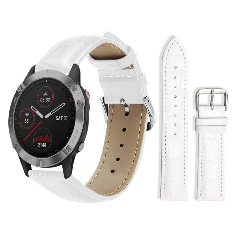 xDfind Bamboo Texture Pin Buckle Leather Watch Band, For Garmin Fenix 8/7X/6X/5X 26mm 22mm, For Garmin Fenix 8/7/6/5 22mm 20mm, For Garmin Fenix 8/7S/6S/5S 20mm 18mm, For Garmin Forerunner 45/45S/Swim2 18mm For Garmin Fenix 8 7 6 5 22mm 20mm White