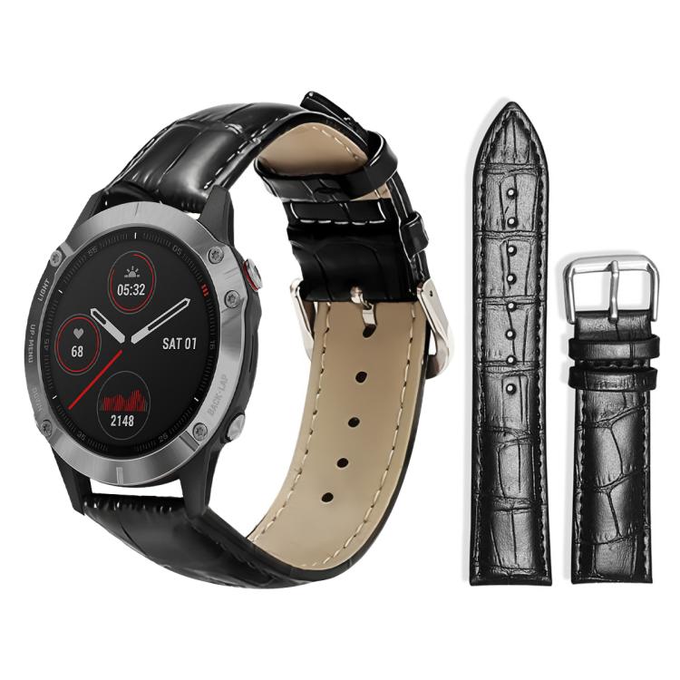 xDfind Bamboo Texture Pin Buckle Leather Watch Band, For Garmin Fenix 8/7X/6X/5X 26mm 22mm, For Garmin Fenix 8/7/6/5 22mm 20mm, For Garmin Fenix 8/7S/6S/5S 20mm 18mm, For Garmin Forerunner 45/45S/Swim2 18mm For Garmin Fenix 8 7 6 5 22mm 20mm Black