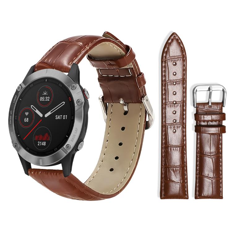 xDfind Bamboo Texture Pin Buckle Leather Watch Band, For Garmin Fenix 8/7X/6X/5X 26mm 22mm, For Garmin Fenix 8/7/6/5 22mm 20mm, For Garmin Fenix 8/7S/6S/5S 20mm 18mm, For Garmin Forerunner 45/45S/Swim2 18mm For Garmin Fenix 8 7 6 5 22mm 20mm Dark Brown