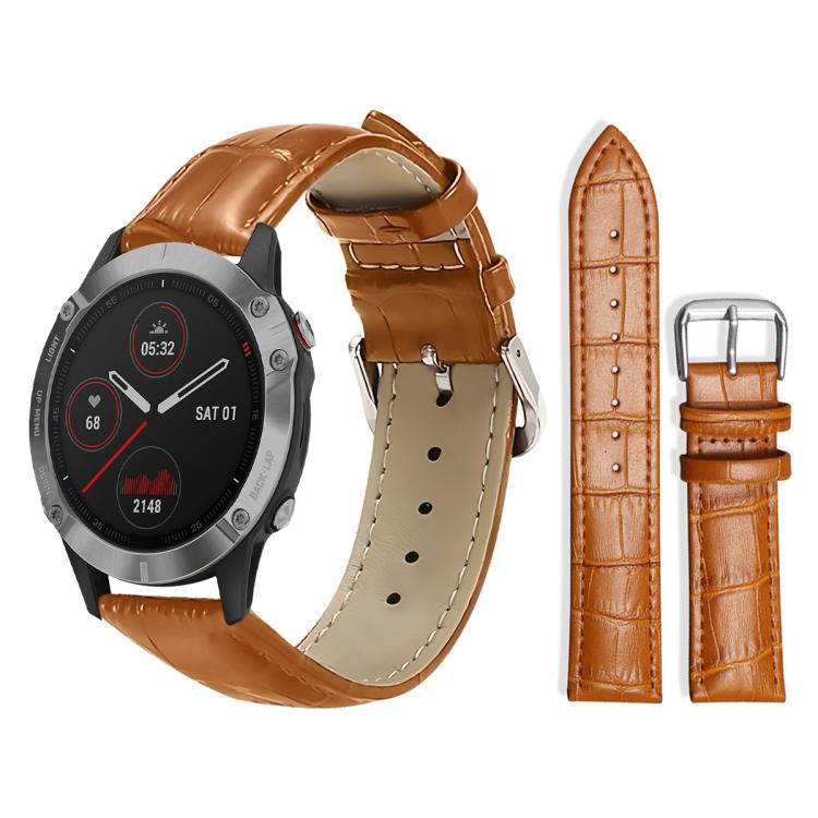 xDfind Bamboo Texture Pin Buckle Leather Watch Band, For Garmin Fenix 8/7X/6X/5X 26mm 22mm, For Garmin Fenix 8/7/6/5 22mm 20mm, For Garmin Fenix 8/7S/6S/5S 20mm 18mm, For Garmin Forerunner 45/45S/Swim2 18mm For Garmin Fenix 8 7 6 5 22mm 20mm Light Brown