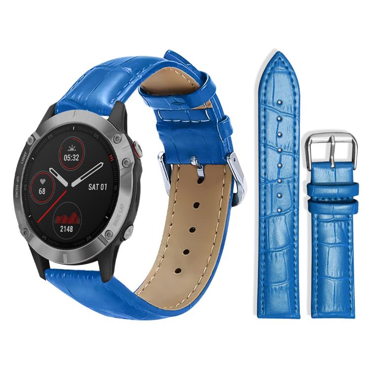 xDfind Bamboo Texture Pin Buckle Leather Watch Band, For Garmin Fenix 8/7X/6X/5X 26mm 22mm, For Garmin Fenix 8/7/6/5 22mm 20mm, For Garmin Fenix 8/7S/6S/5S 20mm 18mm, For Garmin Forerunner 45/45S/Swim2 18mm For Garmin Fenix 8 7 6 5 22mm 20mm Blue