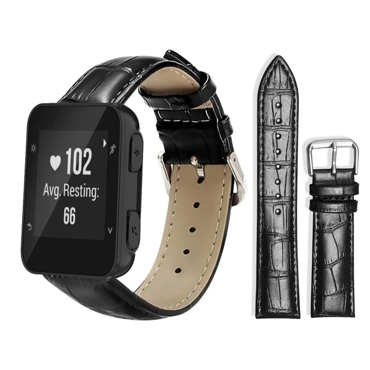 Watch Band – Leather (20mm) #2 For Garmin Forerunner 35 30 35j 20mm Black