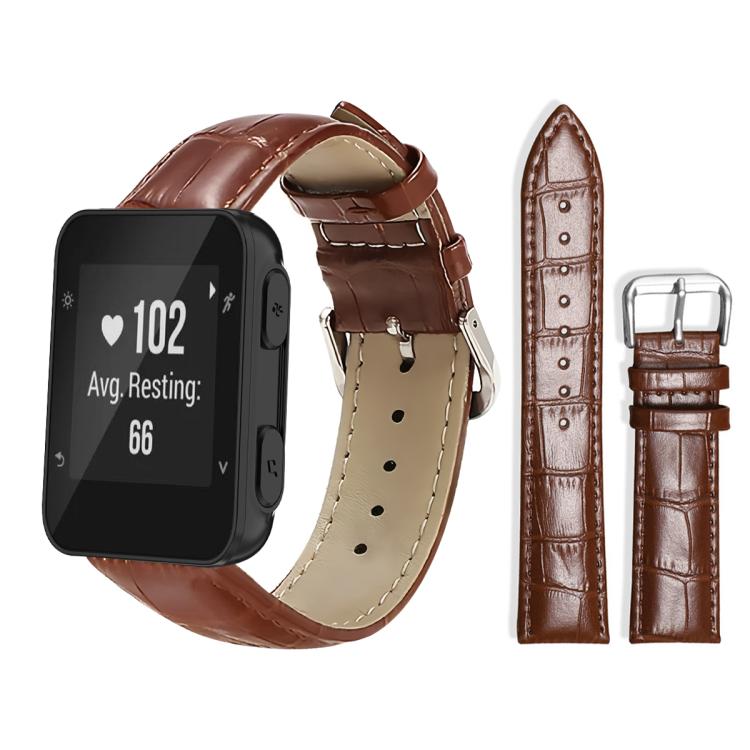 Watch Band – Leather (20mm) #2 For Garmin Forerunner 35 30 35j 20mm Dark Brown
