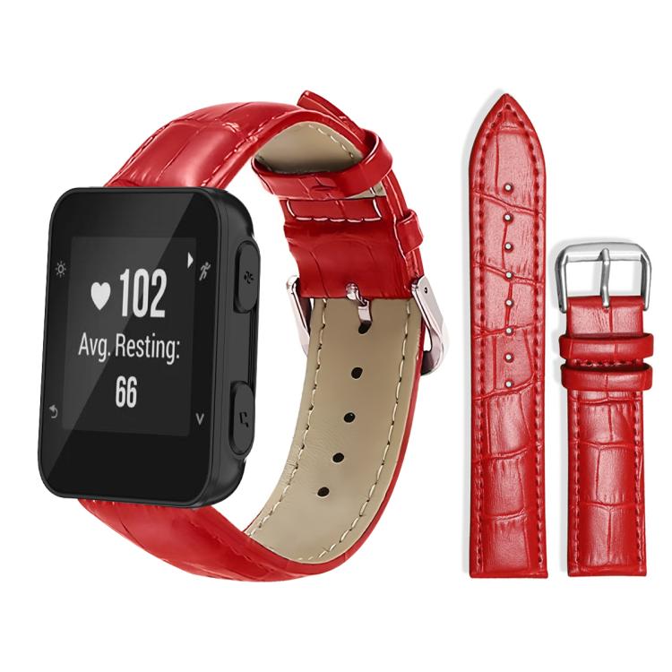 Watch Band – Leather (20mm) #2 For Garmin Forerunner 35 30 35j 20mm Red