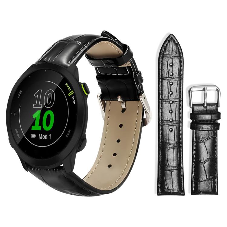 xDfind Bamboo Texture Pin Buckle Leather Watch Band, For Garmin Fenix 8/7X/6X/5X 26mm 22mm, For Garmin Fenix 8/7/6/5 22mm 20mm, For Garmin Fenix 8/7S/6S/5S 20mm 18mm, For Garmin Forerunner 45/45S/Swim2 18mm For Garmin Forerunner 45 45S Swim2 18mm Black
