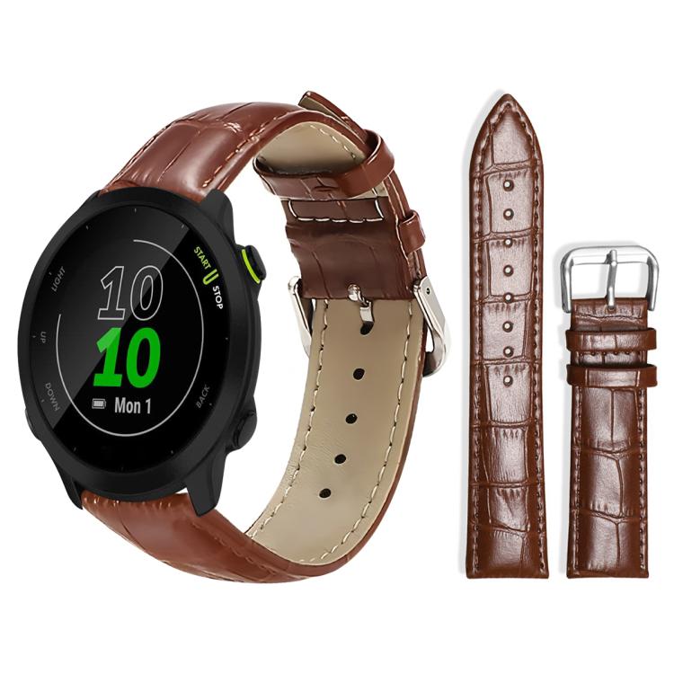 xDfind Bamboo Texture Pin Buckle Leather Watch Band, For Garmin Fenix 8/7X/6X/5X 26mm 22mm, For Garmin Fenix 8/7/6/5 22mm 20mm, For Garmin Fenix 8/7S/6S/5S 20mm 18mm, For Garmin Forerunner 45/45S/Swim2 18mm For Garmin Forerunner 45 45S Swim2 18mm Dark Brown
