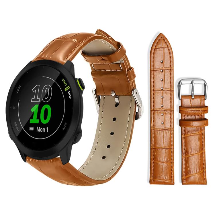 xDfind Bamboo Texture Pin Buckle Leather Watch Band, For Garmin Fenix 8/7X/6X/5X 26mm 22mm, For Garmin Fenix 8/7/6/5 22mm 20mm, For Garmin Fenix 8/7S/6S/5S 20mm 18mm, For Garmin Forerunner 45/45S/Swim2 18mm For Garmin Forerunner 45 45S Swim2 18mm Light Brown