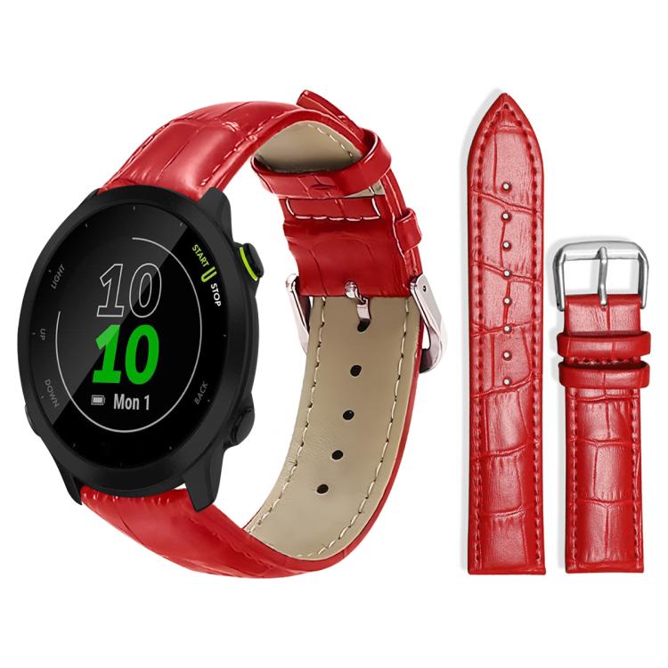 xDfind Bamboo Texture Pin Buckle Leather Watch Band, For Garmin Fenix 8/7X/6X/5X 26mm 22mm, For Garmin Fenix 8/7/6/5 22mm 20mm, For Garmin Fenix 8/7S/6S/5S 20mm 18mm, For Garmin Forerunner 45/45S/Swim2 18mm For Garmin Forerunner 45 45S Swim2 18mm Red