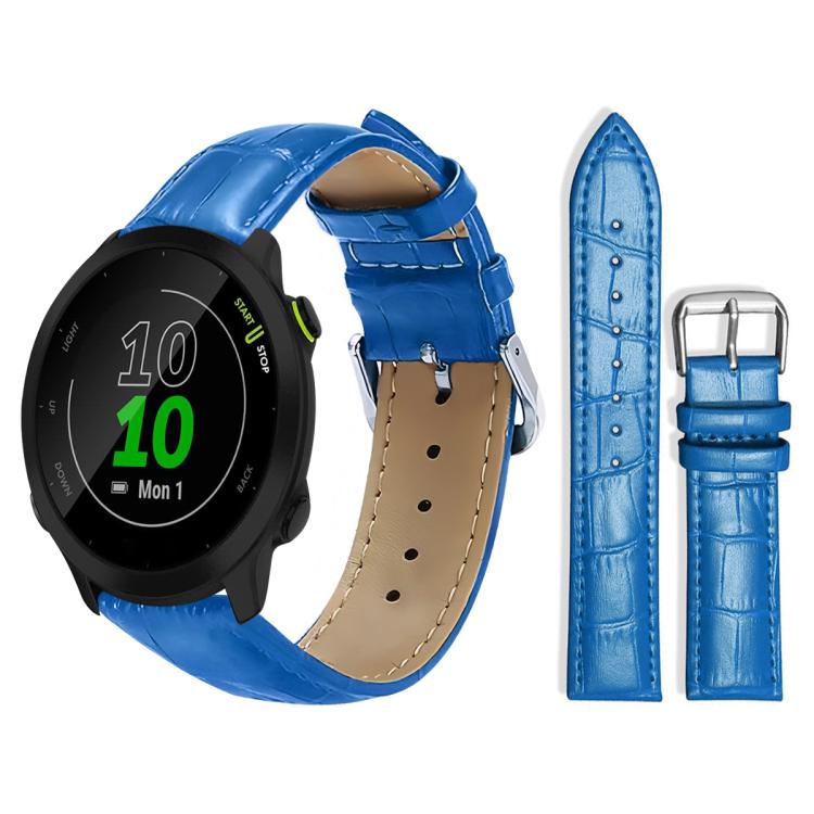 xDfind Bamboo Texture Pin Buckle Leather Watch Band, For Garmin Fenix 8/7X/6X/5X 26mm 22mm, For Garmin Fenix 8/7/6/5 22mm 20mm, For Garmin Fenix 8/7S/6S/5S 20mm 18mm, For Garmin Forerunner 45/45S/Swim2 18mm For Garmin Forerunner 45 45S Swim2 18mm Blue