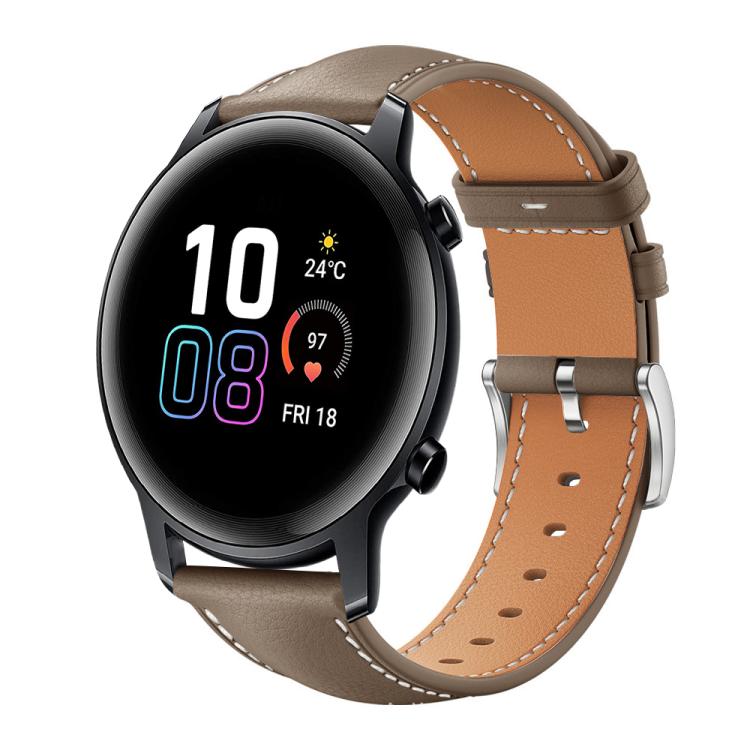 Watch Band – Leather (Black) #8 20mm For Honor Watch ES Magic Watch2 42mm Brown