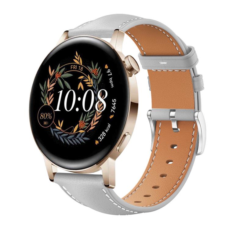 Watch Band – Leather (Black) #4 20mm For Huawei Watch GT 4 GT 3 GT 2 Grey
