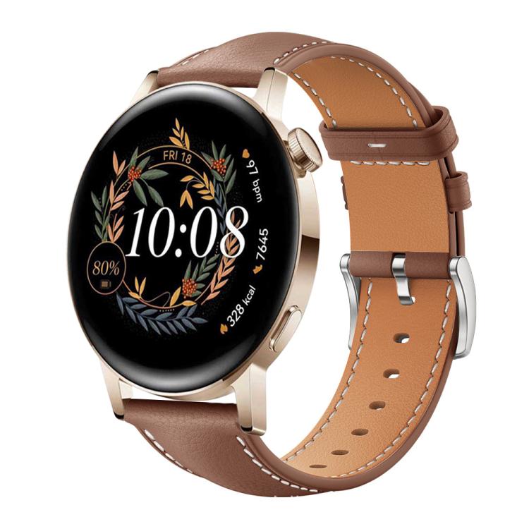 Watch Band – Leather (Black) #4 20mm For Huawei Watch GT 4 GT 3 GT 2 Coffee