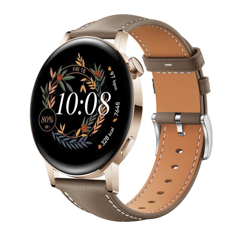 Watch Band – Leather (Black) #4 20mm For Huawei Watch GT 4 GT 3 GT 2 Brown