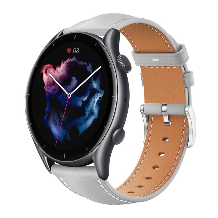 xDfind Flat Head Black Shark Fine Grain Leather Watch Band, 22mm For Amazfit GTR 4/3/3 Pro/Bip6/Bip5, 20mm For Amazfit GTS4 mini/GTS3/2/2E 22mm For Amazfit GTR 4 3 3 Pro Bip6 Bip5 Grey