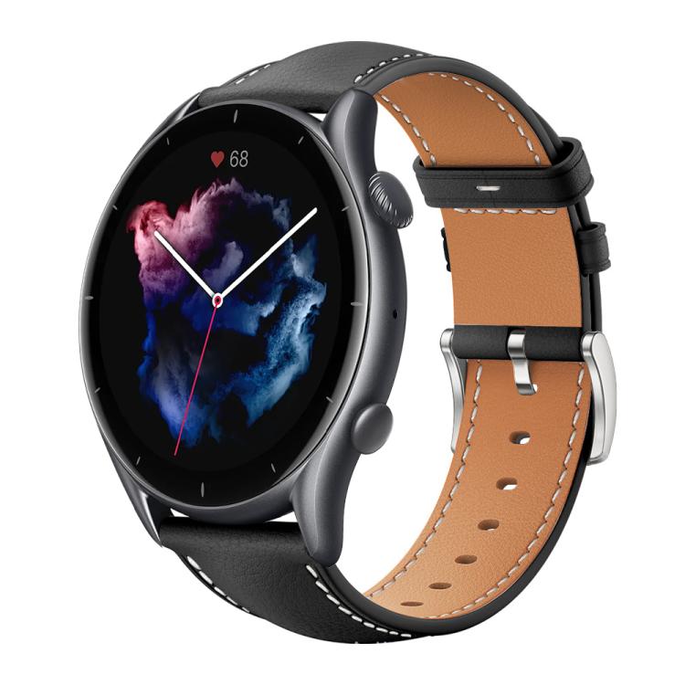 xDfind Flat Head Black Shark Fine Grain Leather Watch Band, 22mm For Amazfit GTR 4/3/3 Pro/Bip6/Bip5, 20mm For Amazfit GTS4 mini/GTS3/2/2E 22mm For Amazfit GTR 4 3 3 Pro Bip6 Bip5 Black