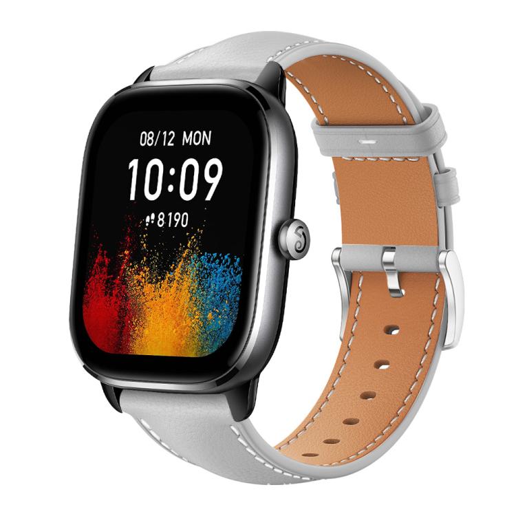 xDfind Flat Head Black Shark Fine Grain Leather Watch Band, 22mm For Amazfit GTR 4/3/3 Pro/Bip6/Bip5, 20mm For Amazfit GTS4 mini/GTS3/2/2E 20mm For Amazfit GTS4 mini GTS3 2 2E Grey