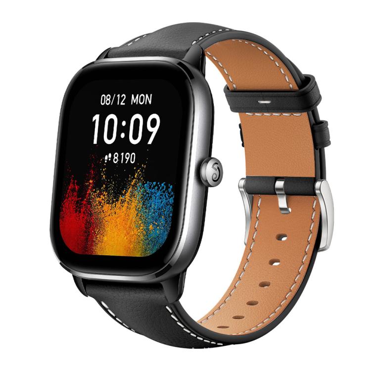 xDfind Flat Head Black Shark Fine Grain Leather Watch Band, 22mm For Amazfit GTR 4/3/3 Pro/Bip6/Bip5, 20mm For Amazfit GTS4 mini/GTS3/2/2E 20mm For Amazfit GTS4 mini GTS3 2 2E Black